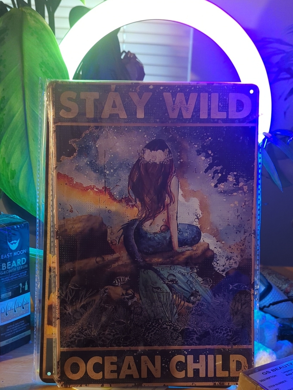 Stay Wild Ocean Child Mermaid Metal Wall Art - Blue Teal
